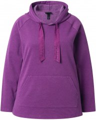 Ulla Popken Rhinestone Drawstring Moon Wash Hoodie Light Plum