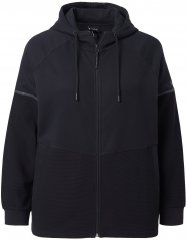 Ulla Popken Mix Fabric Reflective Trim Zip Hoodie Black