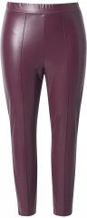 Ulla Popken Metallic Faux Leather Leggings Plum