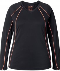 Ulla Popken UPF 50+ Contrast Piping Long Sleeve Tee Black