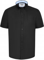 D555 James Kurzarm Oxford-Hemd TALL Schwarz