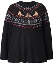 Ulla Popken Norwegian Style Christmas Sweater Black