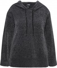 Ulla Popken Chenille Knit Hoodie Graphite Grey