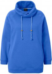 Ulla Popken Drawstring Collar Long Sleeve Sweatshirt Peacock Blue