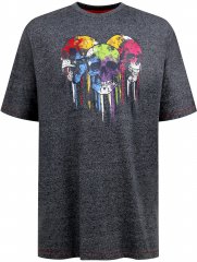 D555 Coalville T-Shirt Skulls with Colored Drips Navy Twist