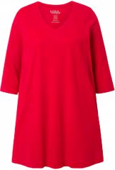 Ulla Popken V-Neck Swing A-line Hem Cotton Knit Tunic Salsa Red