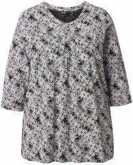 Ulla Popken Graphic Flower A-Line 3/4 Sleeve Tee Soft Light Blue