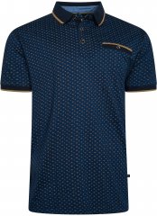 Kam Jeans 5529 AOP Mini Geo Print Polo Indigo