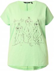 Ulla Popken Metallic Animal Cap Sleeve Graphic Tee Green