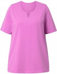 Ulla Popken Essential Notch Neck Stretch Tee Cool Pink