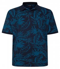 Espionage P222 Poloshirt mit Blattdruck Navyblau/Teal