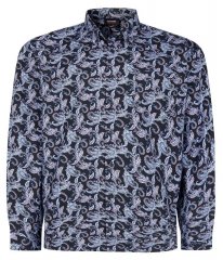 Espionage SH459 Paisley Langarmhemd Navyblau/Print