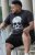 D555 Hucknall Skull Monochrome Printed Crew Neck T-shirt Washed Black - Herren-T-Shirts in großen Größen - Herren-T-Shirts in großen Größen