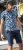 D555 Halifax AOP Hawaiian Print Short Sleeve Polo Blue - Herren-T-shirts - Herren-T-Shirts in großen Größen