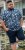 D555 Halifax AOP Hawaiian Print Short Sleeve Polo Blue - Herren-T-shirts - Herren-T-Shirts in großen Größen