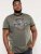 D555 Hereford Brooklyn Motorbike Printed Ringer T-Shirt Khaki - Herren-T-shirts - Herren-T-Shirts in großen Größen