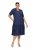 Ulla Popken 840367 Kurzärmliges Midikleid mit V-Ausschnitt Dunkelblau - Midikleider - Midikleider für Damen in großen Größen