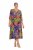 Ulla Popken 841034 Gemustertes Kleid mit 3/4-Ärmeln Dunkelblau - Maxikleider - Maxikleider in großen Größen
