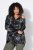 Ulla Popken 842758 Geblümte Fleecejacke mit Kapuze Schwarz - Fleecekleidung - 
