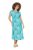 Ulla Popken 848696 Gemustertes Midikleid mit V-Ausschnitt Türkis - Midikleider - Midikleider für Damen in großen Größen