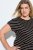 Ulla Popken 848921 Gestreiftes Jerseykleid mit Bindegürtel Schwarz - Maxikleider - Maxikleider in großen Größen