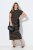 Ulla Popken 848921 Gestreiftes Jerseykleid mit Bindegürtel Schwarz - Maxikleider - Maxikleider in großen Größen