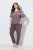Ulla Popken 850403 Pyjama mit Blumenmuster Braun - Pyjama/Loungewear - 