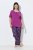 Ulla Popken 850864 3-teiliges Pyjama-Set mit Karomuster Violett - Pyjama/Loungewear - 
