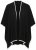 Ulla Popken 851127 Offener Strickponcho mit Strasskante Schwarz - Ponchos & Capes - 