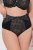 Ulla Popken 851700 Karierte Slips mit hoher Taille und Spitze Schwarz - Slips - 
