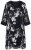 Ulla Popken 852959 Geblümtes Kleid mit 3/4-Ärmeln Schwarz - Midikleider - Midikleider für Damen in großen Größen