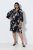 Ulla Popken 852959 Geblümtes Kleid mit 3/4-Ärmeln Schwarz - Midikleider - Midikleider für Damen in großen Größen