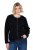 Ulla Popken 853685 Kurze Teddyjacke mit Lederoptik-Paspel Schwarz - Jacken - Damenjacken in großen Größen