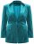 Ulla Popken 855499 Samtblazer mit Strasssteinen Türkis - Blazer - Blazer in großen Größen für Damen