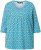 Ulla Popken Flower Print 3/4 Sleeve A-Line Tee Deep Aqua - Bedruckte T-shirts für herren - 