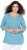 Ulla Popken Flower Print 3/4 Sleeve A-Line Tee Deep Aqua - Bedruckte T-shirts für herren - 