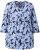 Ulla Popken Floral Print 3/4 Sleeve V-Neck Tee Navy Blue - Bedruckte T-shirts für herren - Bedruckte Damen-T-Shirts
