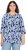 Ulla Popken Floral Print 3/4 Sleeve V-Neck Tee Navy Blue - Bedruckte T-shirts für herren - Bedruckte Damen-T-Shirts