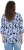 Ulla Popken Floral Print 3/4 Sleeve V-Neck Tee Navy Blue - Bedruckte T-shirts für herren - Bedruckte Damen-T-Shirts