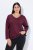 Ulla Popken Back To Basics V-Neck Relaxed Fit Cotton Tee Dark Berry - T-Shirts - T-Shirts für Damen