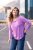 Ulla Popken Layered Look Memories Embroidered Long Sleeve Tee Amethyst - Bedruckte T-shirts für herren - 