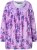 Ulla Popken Allover Printed Pleated Long Sleeve Tee Lavender - Bedruckte T-shirts für herren - 
