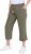 Ulla Popken Cool Linen Elastic Waist Capri Pants Loden Green - Jeans & Hosen in Großen Größen – Plus Size Damenmode - 