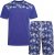 Kam Jeans 5002 Palm Tree Panel Tee And Short Set Electric Blue - Herren-T-shirts - Herren-T-Shirts in großen Größen