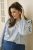 Kaffe Curve Lenia Flounce Shirt Powder Blue Stripe - Hemdblusen - 