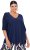 Ulla Popken Oversized 3/4 Sleeve V-Neck Sweater Navy - Hoodies & Sweatshirts - Kuschelige Sweatshirts & Strick