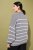 Ulla Popken Oversized Striped Balloon Sleeve Sweater Grey Melange - Hoodies & Sweatshirts - Kuschelige Sweatshirts & Strick