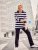 Ulla Popken Striped Polo Collar Long Sleeve Sweater Navy - Hoodies & Sweatshirts - Kuschelige Sweatshirts & Strick