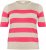 Kaffe Curve Lizzy Gestreifter Pullover Beige/Himbeer - Bedruckte T-shirts für herren - 