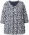 Ulla Popken Floral 3/4 Sleeve V-Neck A-Line Tee Navy - T-Shirts - T-Shirts für Damen